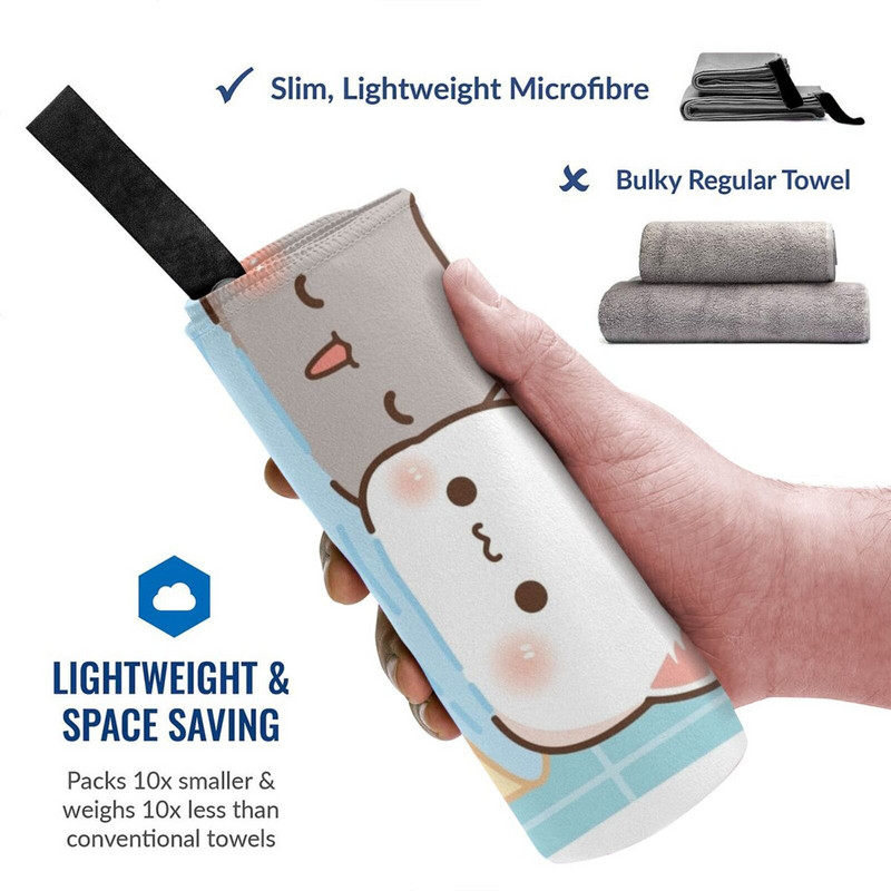 Праскова и Гома Мочи Къпане Бързосъхнеща кърпа Фитнес зала Спортна баня Преносима Праскова Котка Мочи Коте Сладко Романтично Кавайно Гадже