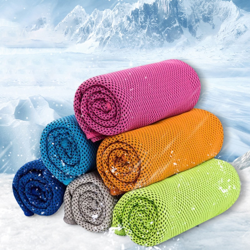 Лятна студена кърпа Найлонова охлаждаща Бързо охлаждаща кърпа за упражнения Абсорбираща пот ледена копринена кърпа Студена фитнес кърпа