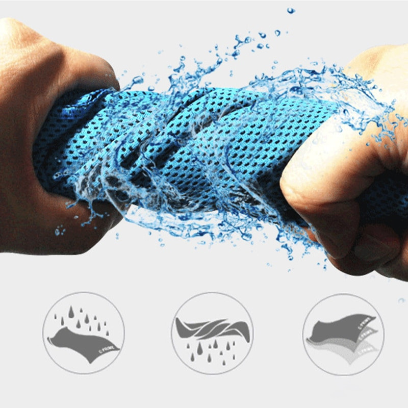 Лятна студена кърпа Найлонова охлаждаща Бързо охлаждаща кърпа за упражнения Абсорбираща пот ледена копринена кърпа Студена фитнес кърпа