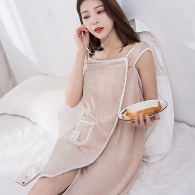 Prosop de baie purtabil, absorbant din lână de corali, fustă de baie, halat de baie, înfășurat moale pentru piept, prosop din microfibră pentru femei, fete