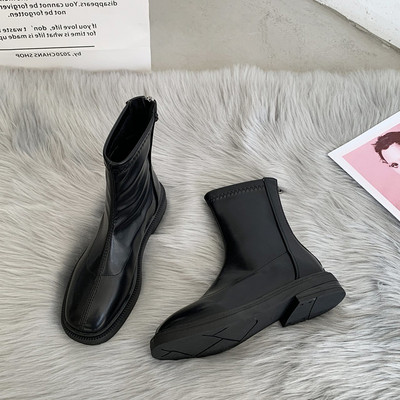 Cizme casual dama din piele ecologica si fermoar