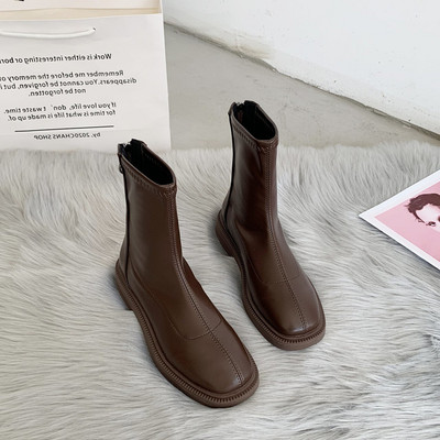 Cizme casual dama din piele ecologica si fermoar