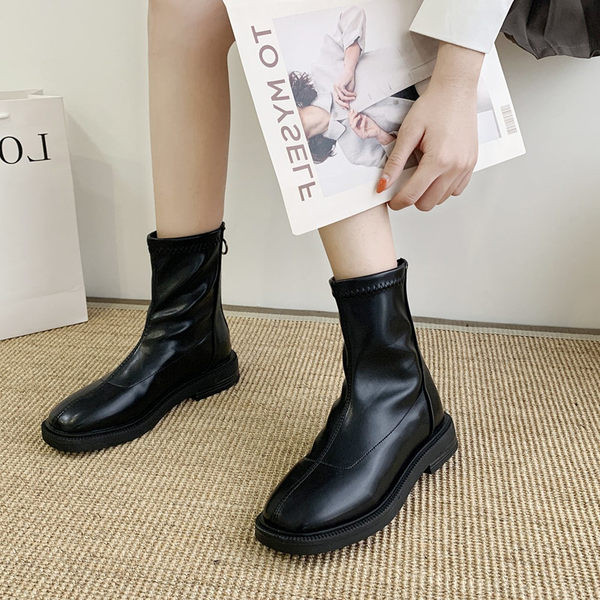 Cizme casual dama din piele ecologica si fermoar