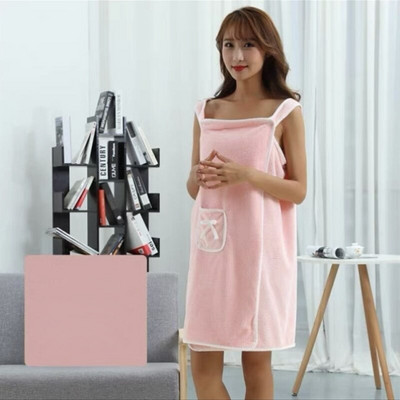 Fusta din catifea coral, 1 bucă, poate purta prosop de baie, stil cu fundă de buzunar, bricolaj, pentru adulți, pentru femei, pentru a preveni pierderea luminii. Închidere cu snap