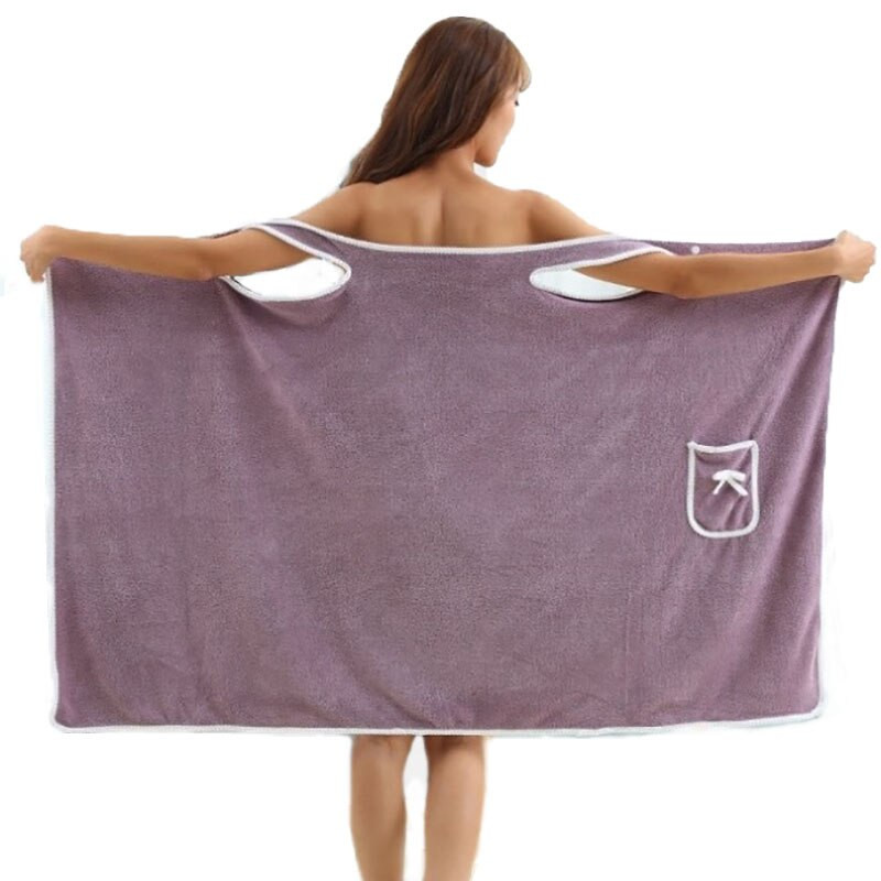 Fusta din catifea coral, 1 bucă, poate purta prosop de baie, stil cu fundă de buzunar, bricolaj, pentru adulți, pentru femei, pentru a preveni pierderea luminii. Închidere cu snap