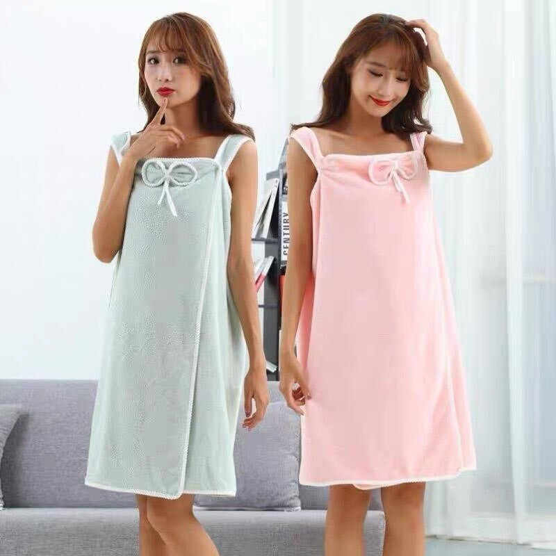 Fusta din catifea coral, 1 bucă, poate purta prosop de baie, stil cu fundă de buzunar, bricolaj, pentru adulți, pentru femei, pentru a preveni pierderea luminii. Închidere cu snap