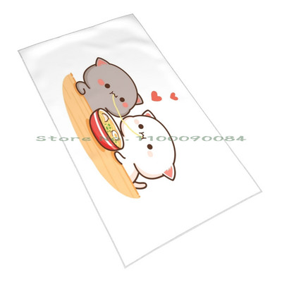 Őszibarack és Goma Mochi macska eszik ramen gyorsan száraz törölköző edzőterem sportfürdő hordozható csók rajongó művészet csók zenekar csók zene csók fanart