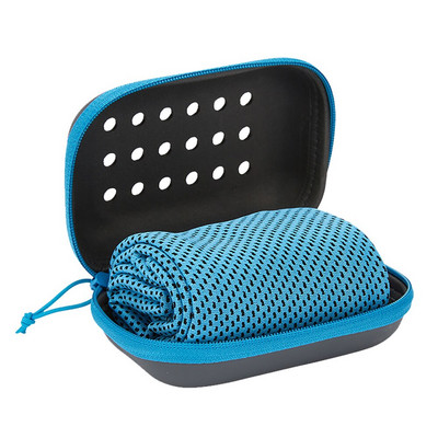 Prosop multifuncțional cu absorbție a transpirației la rece Prosop moale portabil pentru prevenirea insolației cu cutie de depozitare impermeabilă pentru plajă de camping