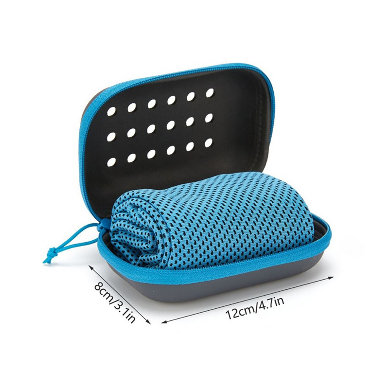 Prosop multifuncțional cu absorbție a transpirației la rece Prosop moale portabil pentru prevenirea insolației cu cutie de depozitare impermeabilă pentru plajă de camping