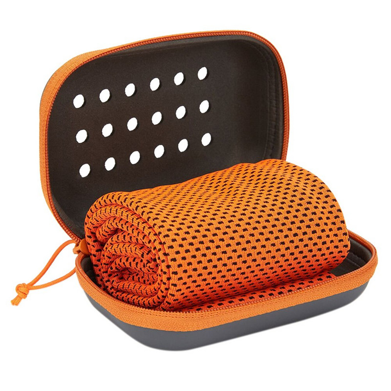 Prosop de răcire cu uscare rapidă multifuncțional Prosop de răcire de fitness respirabil Ușor cu cutie de depozitare impermeabilă pentru sală de alergare