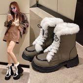 Téli csizma meleg béléssel és fűzővel, új modell nőknek