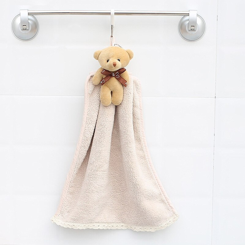Design Elegáns fürdőlepedő Aranyos rajzfilm nedvszívó kéztörlő nem esik le lógó medve törlőkendő puha gyermek kéztörlő
