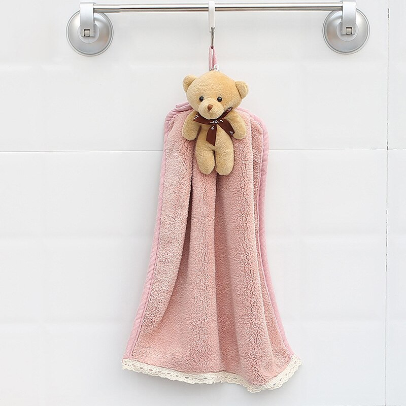 Design Elegáns fürdőlepedő Aranyos rajzfilm nedvszívó kéztörlő nem esik le lógó medve törlőkendő puha gyermek kéztörlő