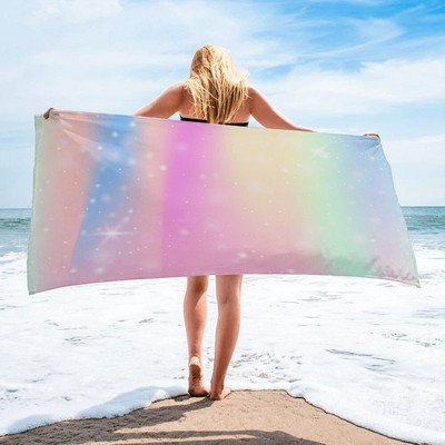 Szivárvány ívelt színű nagy fürdőlepedő kemping fürdőszoba kiegészítők Mikroszálas strandtörölköző otthoni fürdőlepedők felnőtteknek gyerekeknek