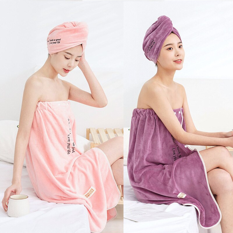 Nešiojami mikropluošto chalatai Moteriškas dušas Moteriškas minkštas vonios rankšluostis suaugusiems namų tekstilė Vonios ir pirties rankšluosčiai Vonios kambarys