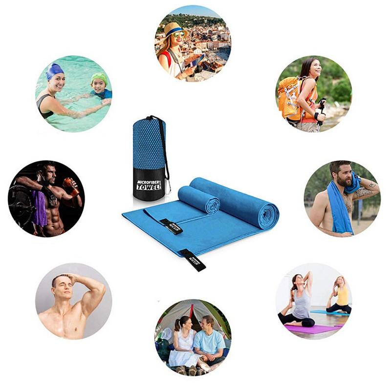 Prosop de înot pentru sport, cu uscare rapidă, prosop de baie de plajă, portabil, în aer liber, lână pe două fețe, absorbant de apă, prosop absorbant de transpirație