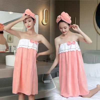 2vnt/komplektas Sauna Drabužiai Paplūdimio SPA Chalatai Sugeriantys Greitai Džiovinantys Vonios Sijonas Rankšluosčiai Plaukų Kepurė Nešiojama Mikropluošto Boob Tube Top