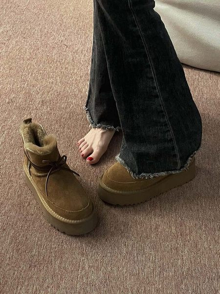 Cizme de iarna dama cu talpa inalta si captuseala calda, doua modele