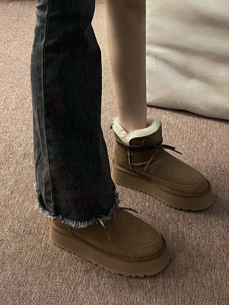 Cizme de iarna dama cu talpa inalta si captuseala calda, doua modele