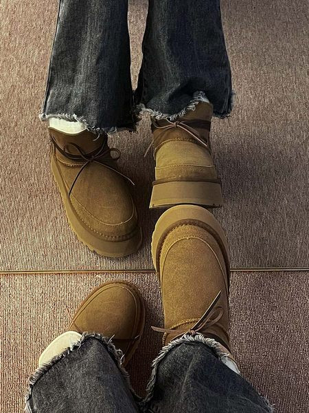 Cizme de iarna dama cu talpa inalta si captuseala calda, doua modele