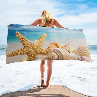 Vízhullám Starfish Shell Reflexiós fürdőlepedők Mikroszálas Nagy strandtörölközők Felnőtteknek Utazási törlőkendők Gyógyfürdőszoba Arctörölköző