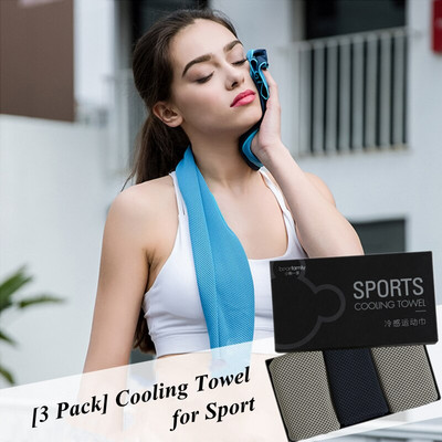 3 Συσκευασία σάλι ψύξης πετσέτες (40"x12"), μεγάλη πετσέτα πάγου παραλίας, αναπνεύσιμη πετσέτα μικροϊνών για γιόγκα, αθλητισμός, τρέξιμο, γυμναστήριο, γυμναστική