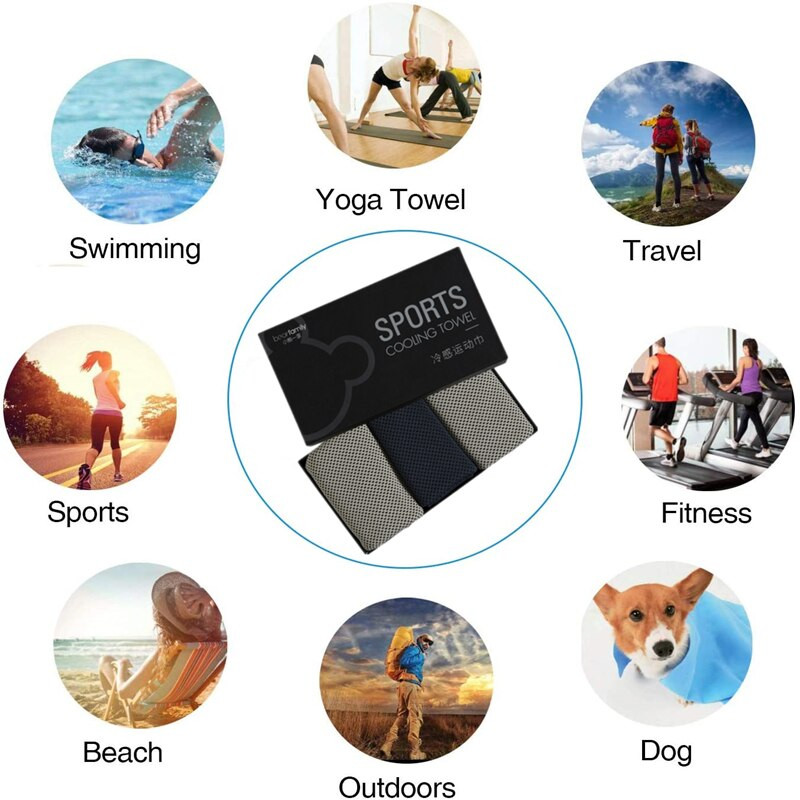 3 csomag kendős hűtőtörölközők (40"x12"), nagy strand jégtörölköző, légáteresztő, hideg mikroszálas törölköző jógához, sporthoz, futáshoz, edzőteremhez, fitneszhez