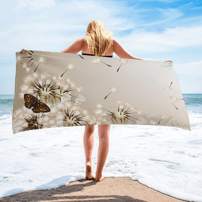 Prosop de baie de păpădie gri vegetală, absorbant pentru adulți, prosoape mari de plajă pentru față, prosop de duș de mână pentru prosop de baie SPA