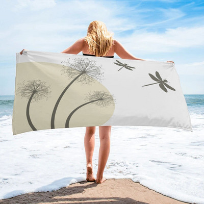 Prosop de baie de păpădie gri vegetală, absorbant pentru adulți, prosoape mari de plajă pentru față, prosop de duș de mână pentru prosop de baie SPA