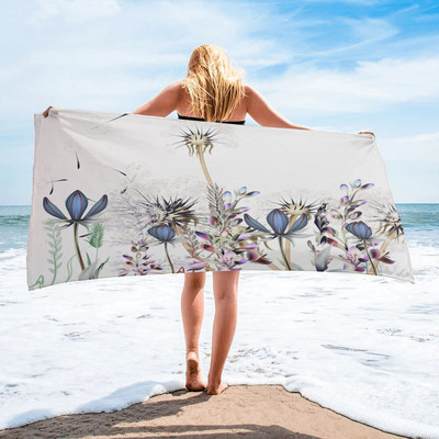 Prosop de baie de păpădie gri vegetală, absorbant pentru adulți, prosoape mari de plajă pentru față, prosop de duș de mână pentru prosop de baie SPA