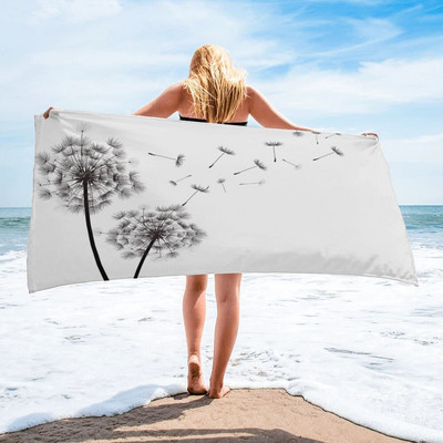 Prosop de baie de păpădie gri vegetală, absorbant pentru adulți, prosoape mari de plajă pentru față, prosop de duș de mână pentru prosop de baie SPA