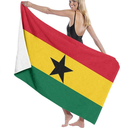 Ghana Flag Extra nagy prémium fürdőlepedő Nedvszívó medence törölköző Szuperpuha Jóga Spa Sport Szörfözéshez 80X130CM