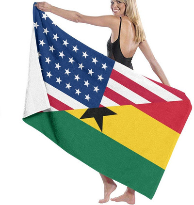 Ghana Flag Extra nagy prémium fürdőlepedő Nedvszívó medence törölköző Szuperpuha Jóga Spa Sport Szörfözéshez 80X130CM