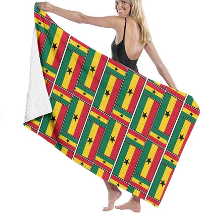 Ghana Flag Extra nagy prémium fürdőlepedő Nedvszívó medence törölköző Szuperpuha Jóga Spa Sport Szörfözéshez 80X130CM