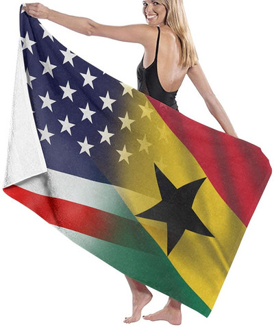 Ghana Flag Extra nagy prémium fürdőlepedő Nedvszívó medence törölköző Szuperpuha Jóga Spa Sport Szörfözéshez 80X130CM