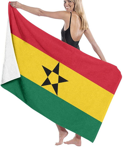 Ghana Flag Extra nagy prémium fürdőlepedő Nedvszívó medence törölköző Szuperpuha Jóga Spa Sport Szörfözéshez 80X130CM