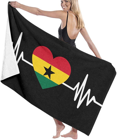 Ghana Flag Extra nagy prémium fürdőlepedő Nedvszívó medence törölköző Szuperpuha Jóga Spa Sport Szörfözéshez 80X130CM