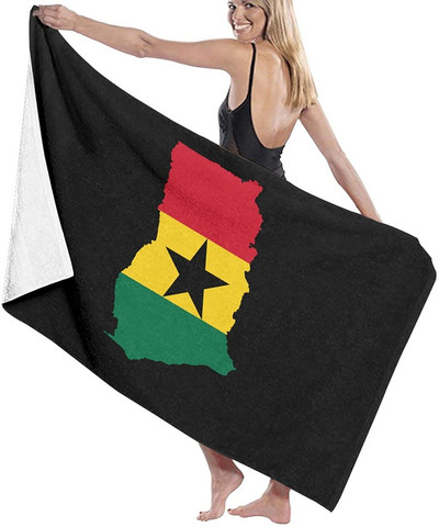 Ghana Flag Extra nagy prémium fürdőlepedő Nedvszívó medence törölköző Szuperpuha Jóga Spa Sport Szörfözéshez 80X130CM