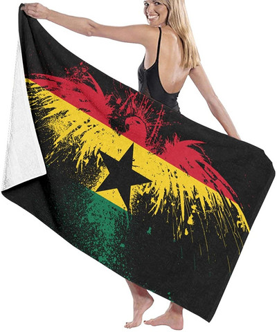 Ghana Flag Extra nagy prémium fürdőlepedő Nedvszívó medence törölköző Szuperpuha Jóga Spa Sport Szörfözéshez 80X130CM
