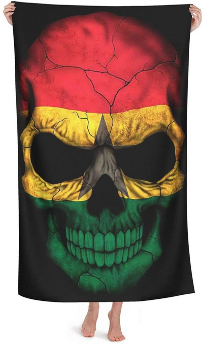 Ghana Flag Extra nagy prémium fürdőlepedő Nedvszívó medence törölköző Szuperpuha Jóga Spa Sport Szörfözéshez 80X130CM