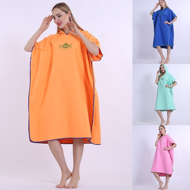 Suaugusiųjų unisex Microfiber Surf Beach hidrokostiumas Keičiamas rankšluostis su gobtuvu Vienspalvis Negabaritinis Greitai Dry Vonios Chalatas Cape Drop Pristatymas