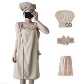 Hordható női fürdőlepedő szoknya nedvszívó fürdőruha szauna gyógyfürdő testköntös otthoni zuhanysapka törölközők fürdőszobai ajándék hölgyeknek