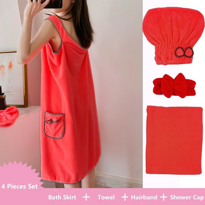 Hordható női fürdőlepedő szoknya nedvszívó fürdőruha szauna gyógyfürdő testköntös otthoni zuhanysapka törölközők fürdőszobai ajándék hölgyeknek