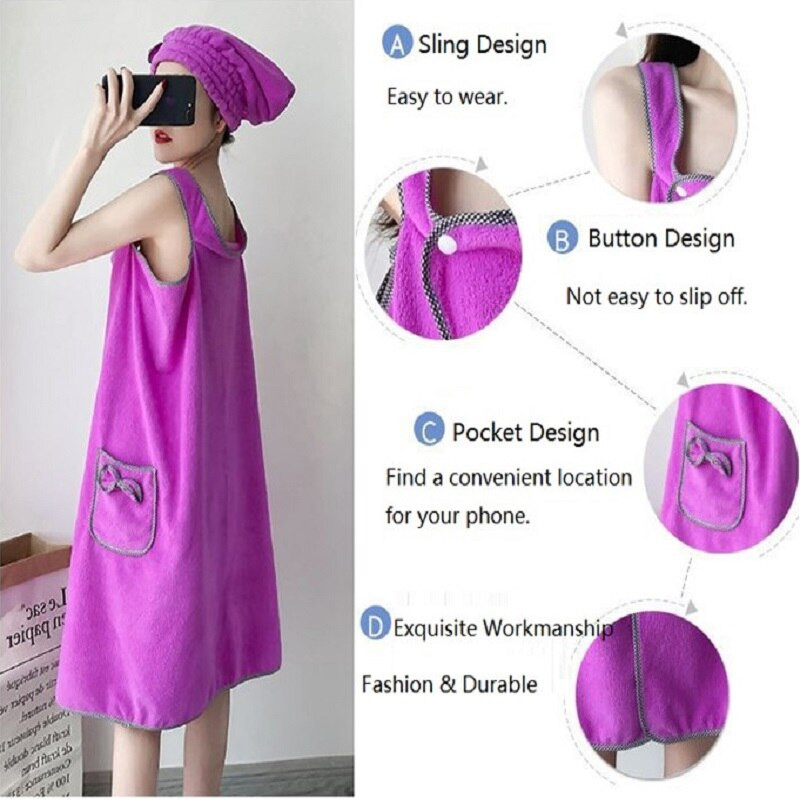 Hordható női fürdőlepedő szoknya nedvszívó fürdőruha szauna gyógyfürdő testköntös otthoni zuhanysapka törölközők fürdőszobai ajándék hölgyeknek