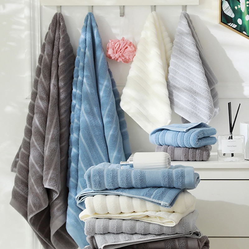 100% puuvillane vannirätikute komplekt Pehmed vannirätikud Suure imavusega vannitoarätikud täiskasvanutele Ühevärvilised pesulapid käterätikud