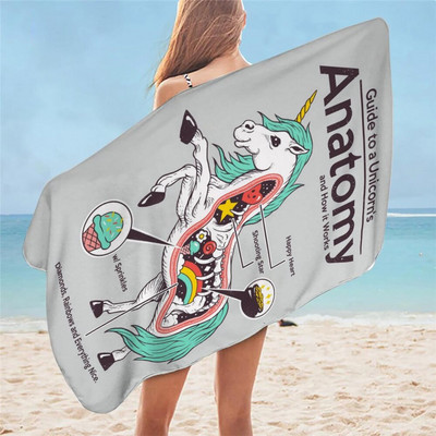 Anatomy of a Unicorn Quick Dry Towel Portable Υπερελαφρύ αναπνεύσιμο Πετσέτα μπάνιου Παραλία Κάμπινγκ Πεζοπορία Κολύμβηση Αντηλιακό σάλι