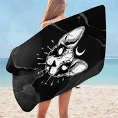 Juoda metalinė katės paplūdimio rankšluosčių pagalvėlė suaugusiems, greitai džiūstantys mikropluošto vonios rankšluosčiai Jogos kilimėliai sportiniai plaukimo rankšluosčiai