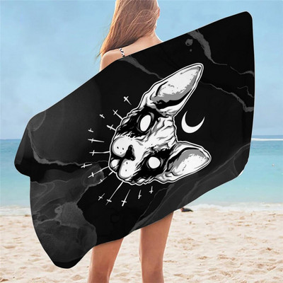 Juoda metalinė katės paplūdimio rankšluosčių pagalvėlė suaugusiems, greitai džiūstantys mikropluošto vonios rankšluosčiai Jogos kilimėliai sportiniai plaukimo rankšluosčiai