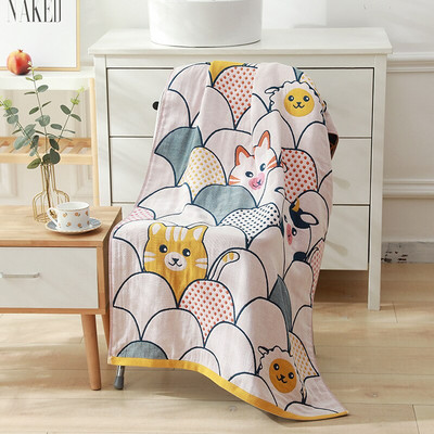 Prosop de baie din bumbac Prosop mare, desene animate cu animale florale pentru adulti din tifon de bumbac moale Prosop de baie pentru casa 70 X 140 Cm Uscare rapida