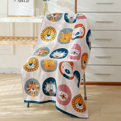Prosop de baie din bumbac Prosop mare, desene animate cu animale florale pentru adulti din tifon de bumbac moale Prosop de baie pentru casa 70 X 140 Cm Uscare rapida